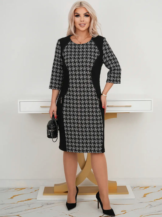 🌷🌞【S-5XL】Nova topla zimska karo obleka