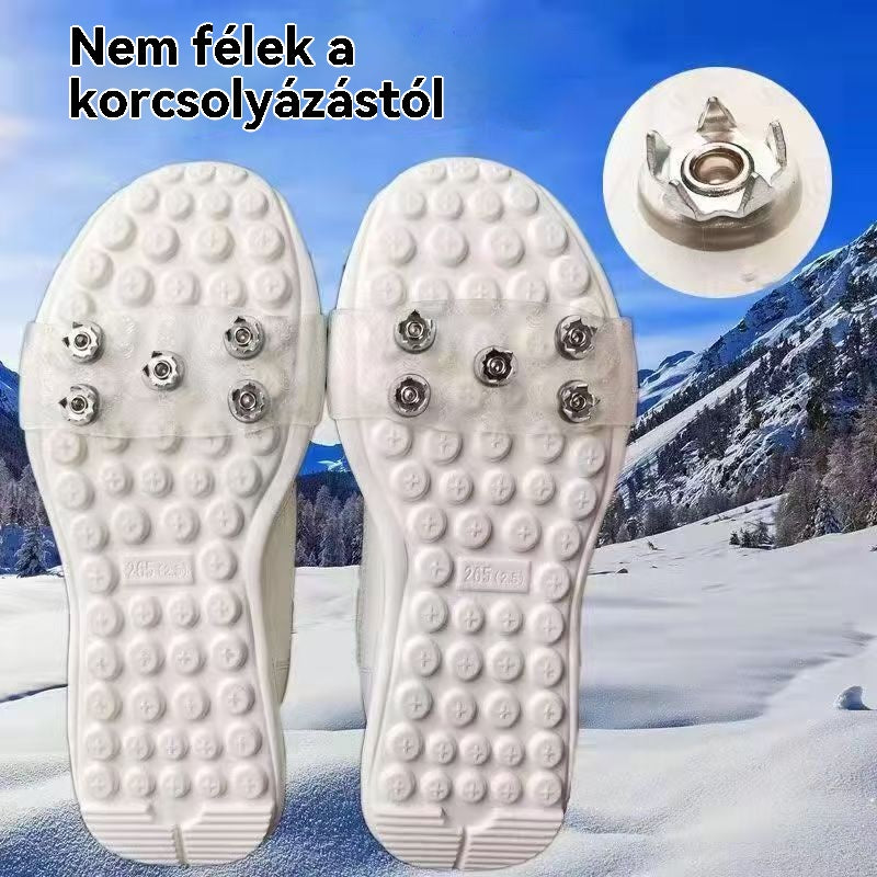 👴🚶🏔️❄️【50% zniżki】8 kompletów (16 sztuk) Niewidoczne pięciozębne antypoślizgowe raki, raki zewnętrzne, odpowiednie do wędrówek po śniegu, wspinaczki górskiej, wspinaczki skałkowej i zimowych nawierzchni lodowych, niezbędne dla osób starszych.