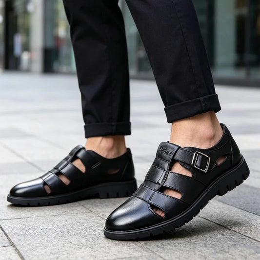 👞Moški sandali iz pravega usnja z izrezi|Zračni, udobni in vrhunskega videza