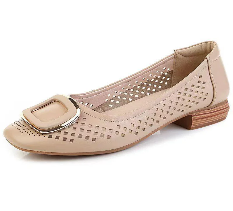 🔥【35-40】 Nowe buty letnie 2026 ze skóry naturalnej, baleriny z zakrytymi palcami, płytkie, miękka podeszwa damskie