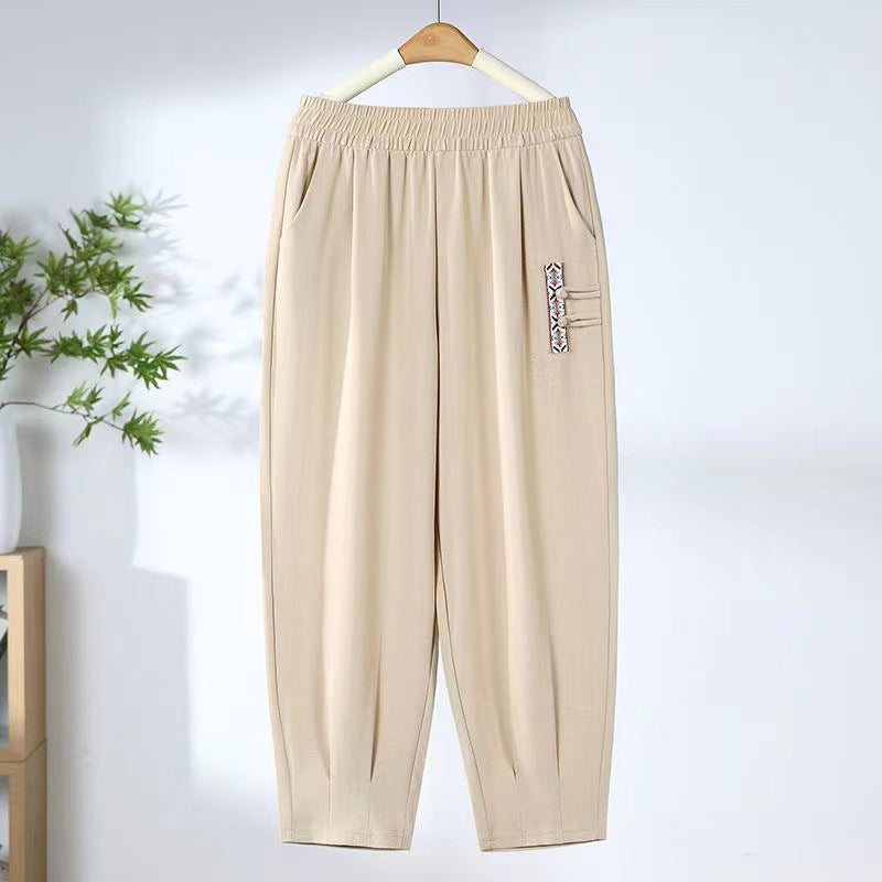 【M-4XL】 Nowe letnie cienkie bawełniane spodnie lniane o długości 7/8