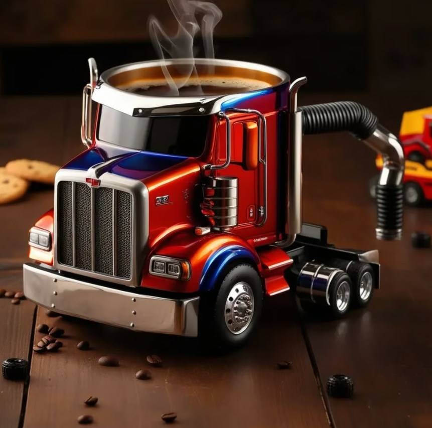 🚛 Ceașcă de cafea lucrată manual, în formă de camion