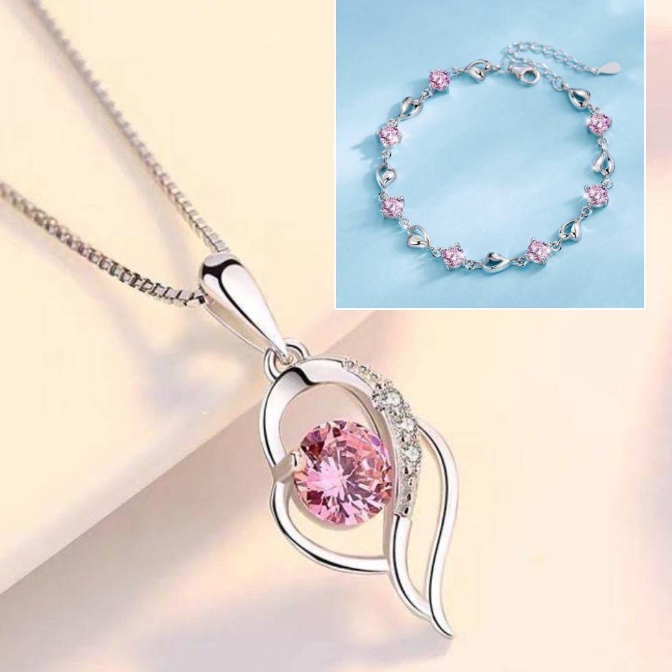✨💎💎Serce oceanu zestaw bransoletka + naszyjnik ze srebra próby 925