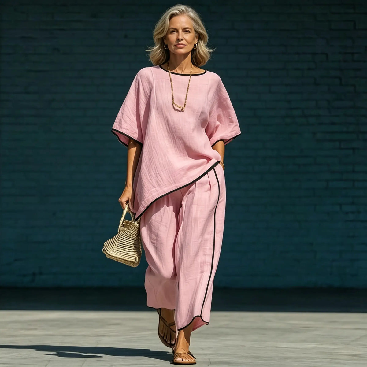 Letni zestaw dwuczęściowy w stylu casual: Ultralekki, oddychający materiał; luźny krój odprowadzający wilgoć; rozmiary S–5XL.
