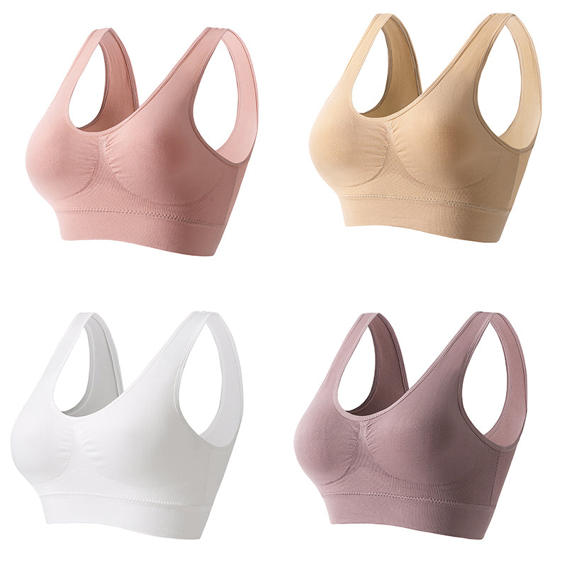 【4 sztuki】【S-5XL】Seksowny biustonosz push-up, bez fiszbin, w dużych rozmiarach