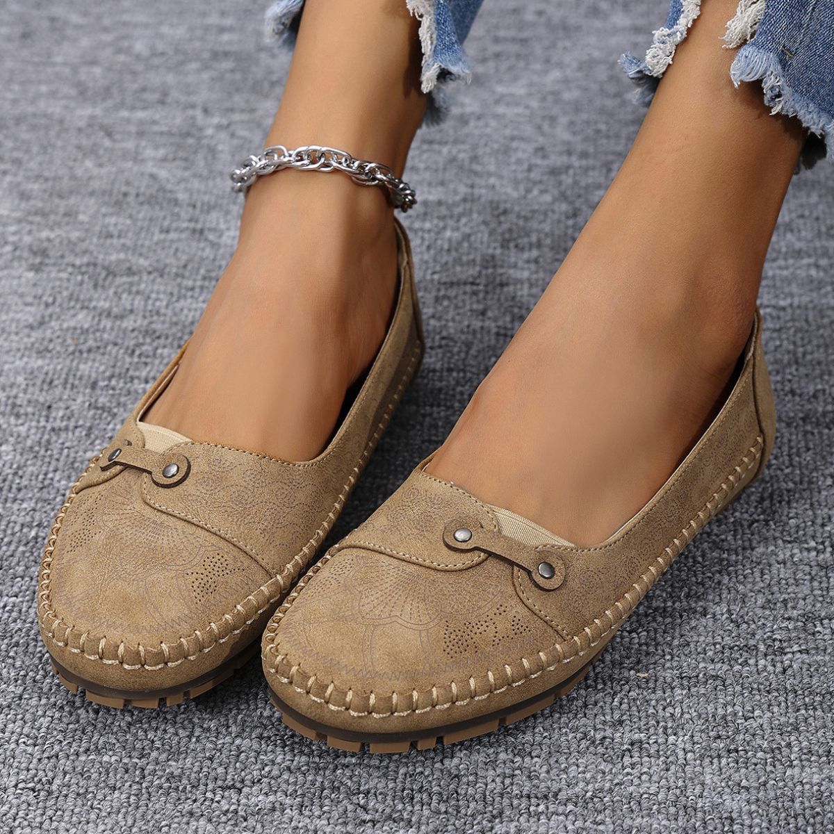 ✨50% έκπτωση✨【35-44】 Γυναικεία ορθοπεδικά παπούτσια, κατασκευασμένα από φυσικό δέρμα, ελαφριά, αντιολισθητικά, αναπνεύσιμα και άνετα.