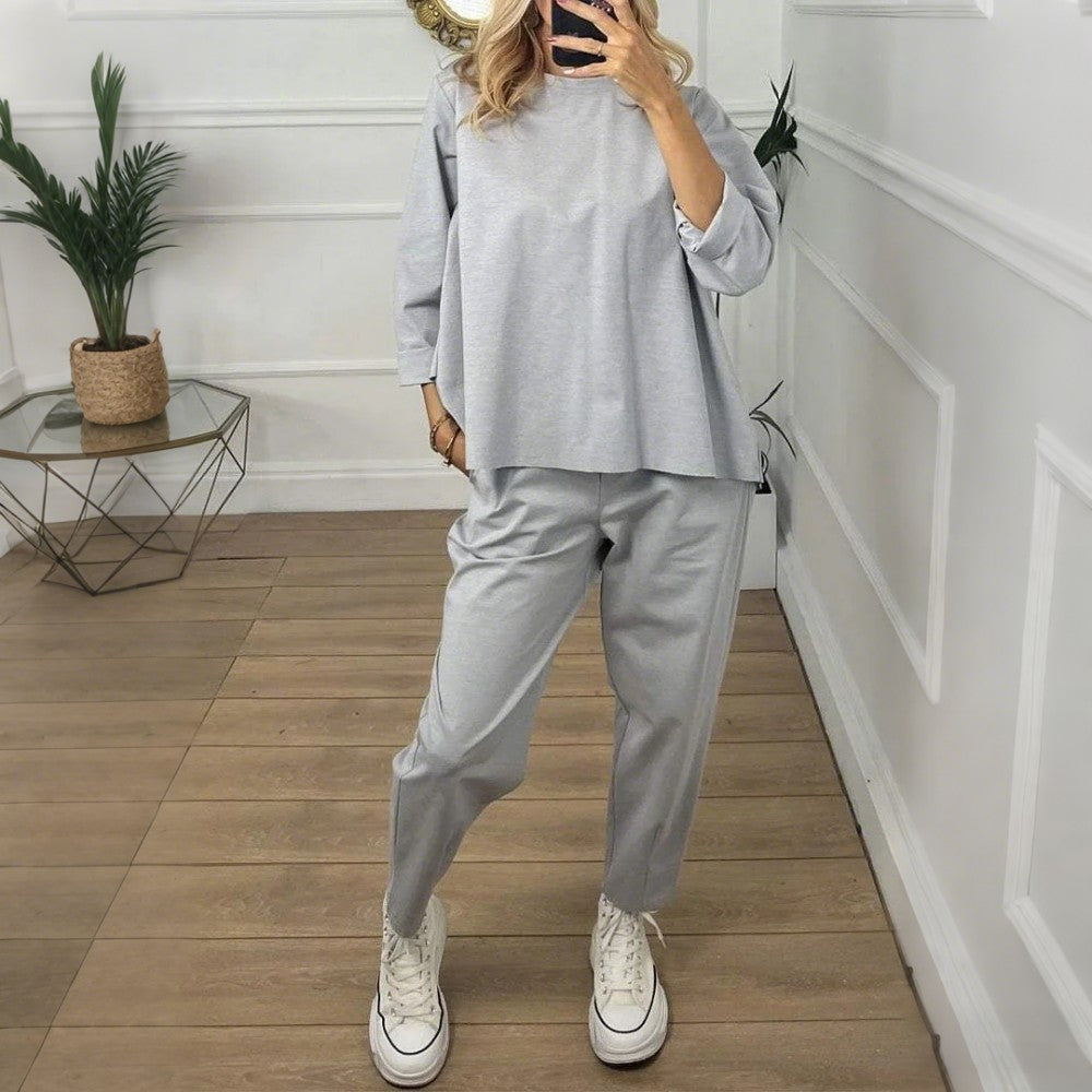 🍁【Kup jeden, drugi otrzymasz gratis】🍂 Elegancki dwuczęściowy komplet sportowy z długim rękawem, luźny, stylowy i wygodny, idealny do noszenia na co dzień na świeżym powietrzu.