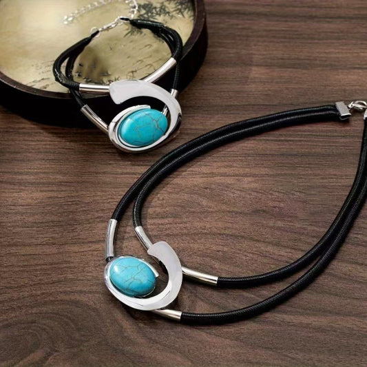 ✨🔥【Kup jeden, a drugi dostaniesz gratis】Zestaw naszyjnika i bransoletki w stylu boho z kamieniami szlachetnymi