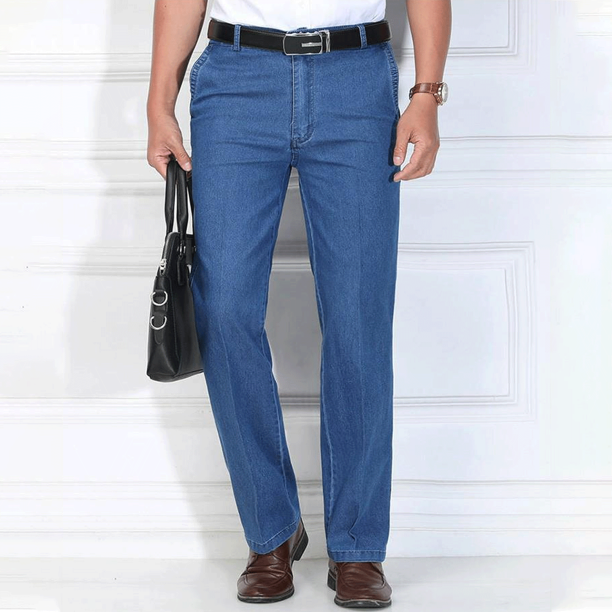 🙋♂️👖 Nowe męskie elastyczne, oddychające jeansy z wysokim stanem