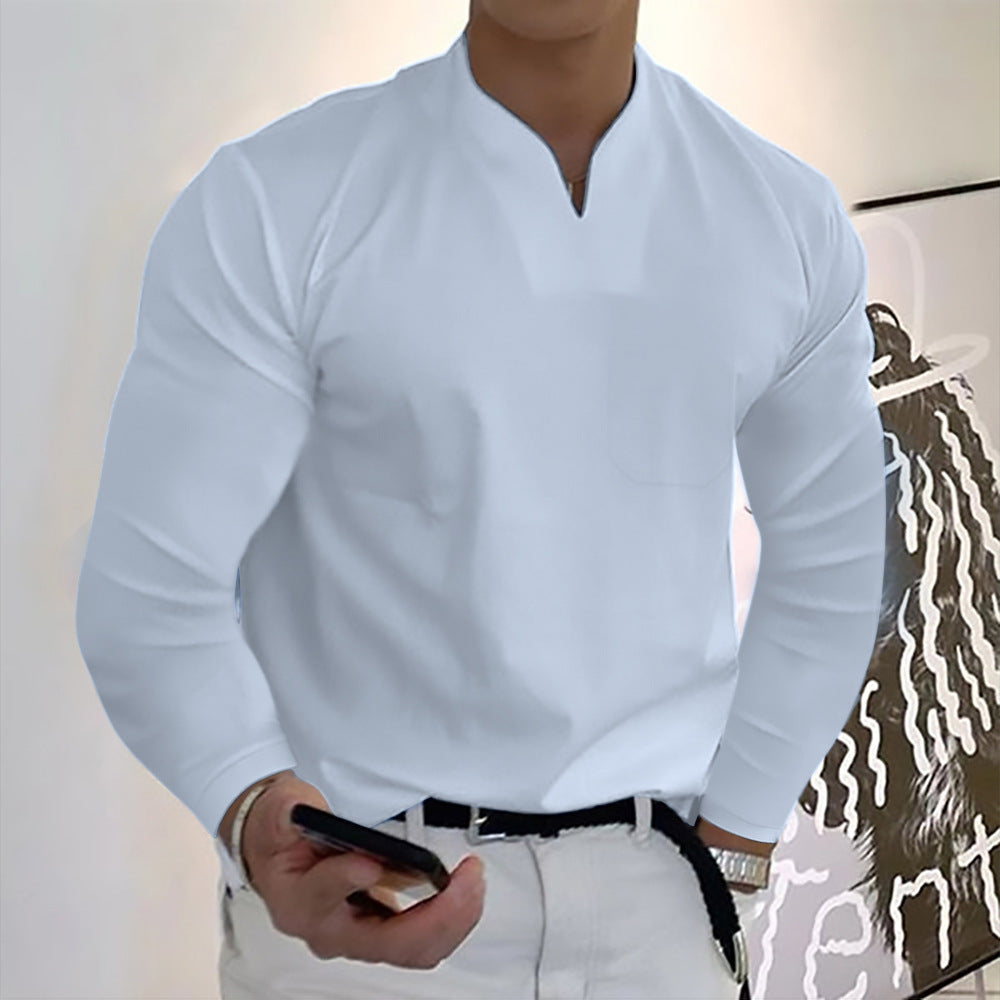 👔🔥🔥【S-5XL】Męska bawełniana koszula z dekoltem w serek