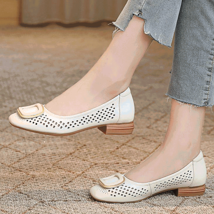 🔥【35-40】 Nowe buty letnie 2026 ze skóry naturalnej, baleriny z zakrytymi palcami, płytkie, miękka podeszwa damskie