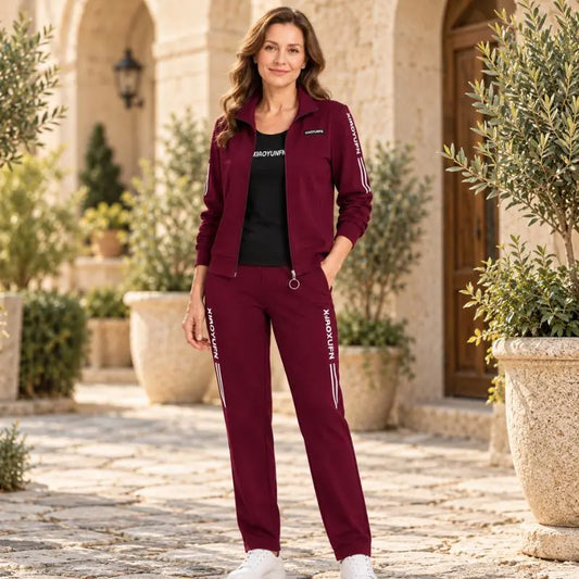 🌸 Elegancia és maximális kényelem! Elegáns 3 részes női szabadidőruha (cipzáras dzseki + póló + nadrág / Méretek: M–6XL)! ✨