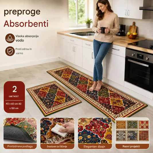 🛒Kupi 1, drugega dobiš brezplačno👉【40x60 + 40x120 cm】Odlično za domačo uporabo🔥Super vpojna preproga【Komplet 2 kosov】