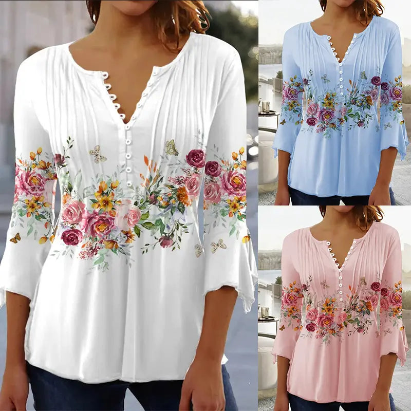 😍【Časovno omejena ponudba】Elegantna ženska majica z V-izrezom [S-5XL]