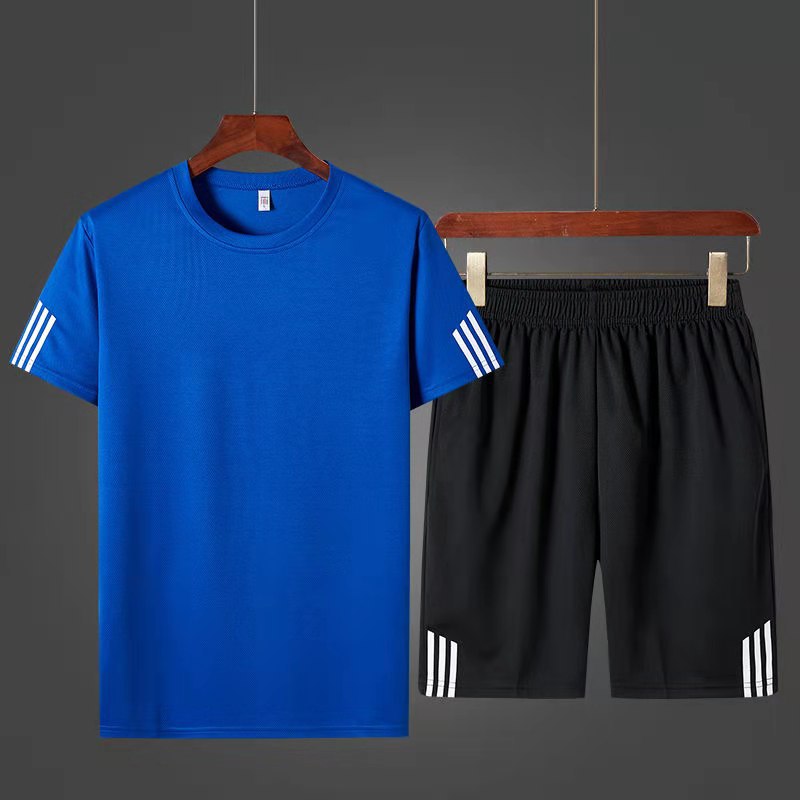 [Płatność przy odbiorze] Męski letni dwuczęściowy komplet sportowy: wygodny T-shirt z krótkim rękawem i szorty – idealny zarówno do noszenia na co dzień, jak i w domu.