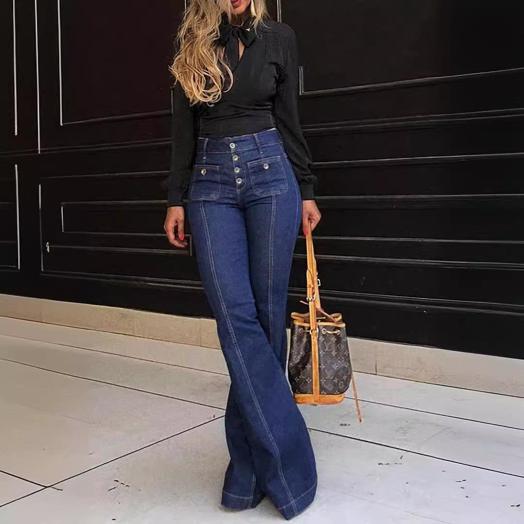 👖Modne jeansy damskie rozszerzane z wysokim stanem
