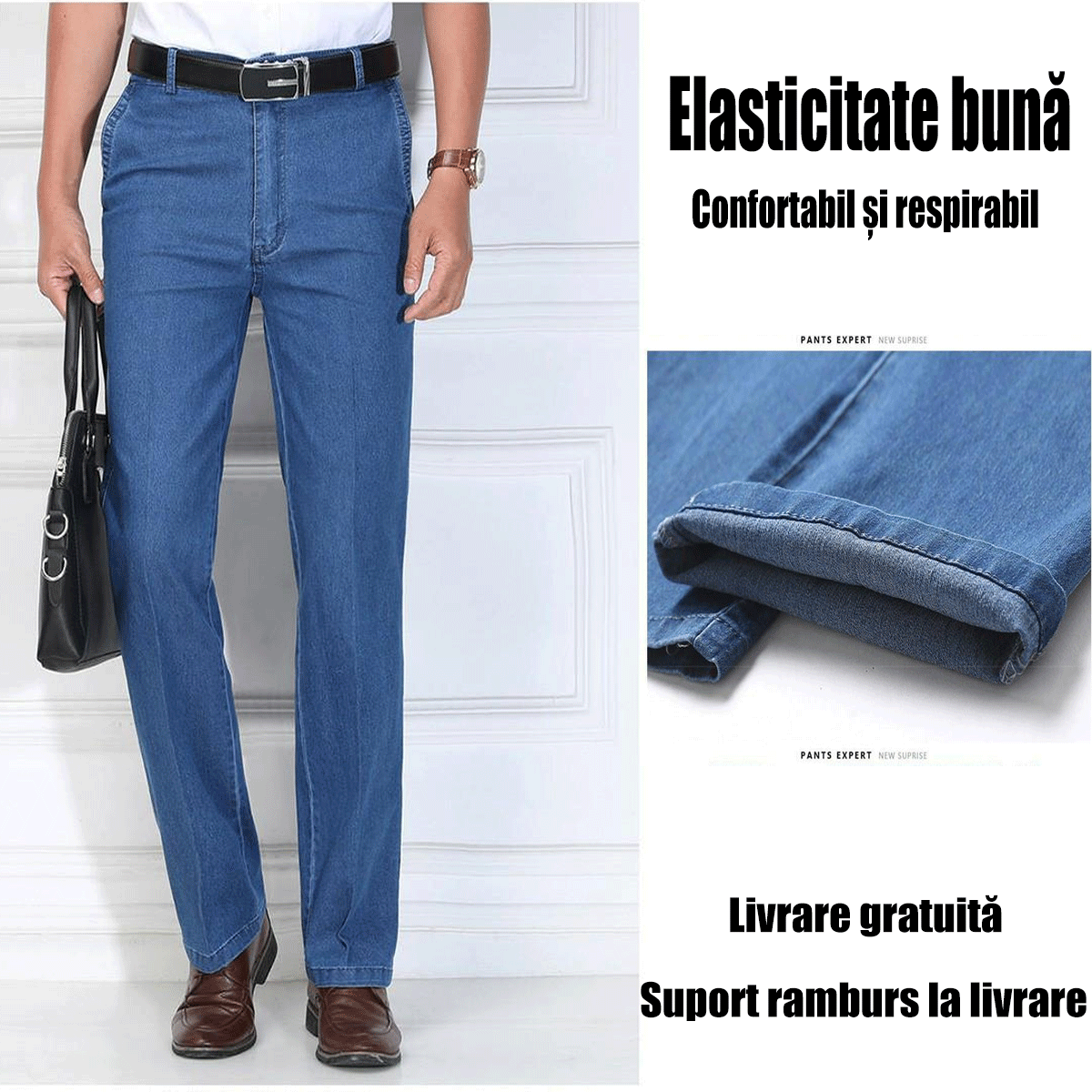 🙋‍♂️👖 Nowe męskie elastyczne, oddychające jeansy z wysokim stanem