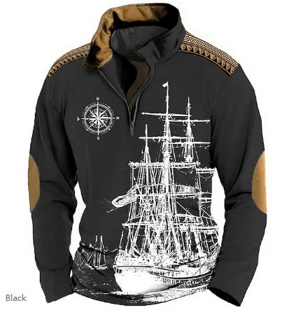 😎【S-5XL】Moški pulover s kapuco in polovično zadrgo, 3D potisk, udoben, topel in moderen za hladne dni