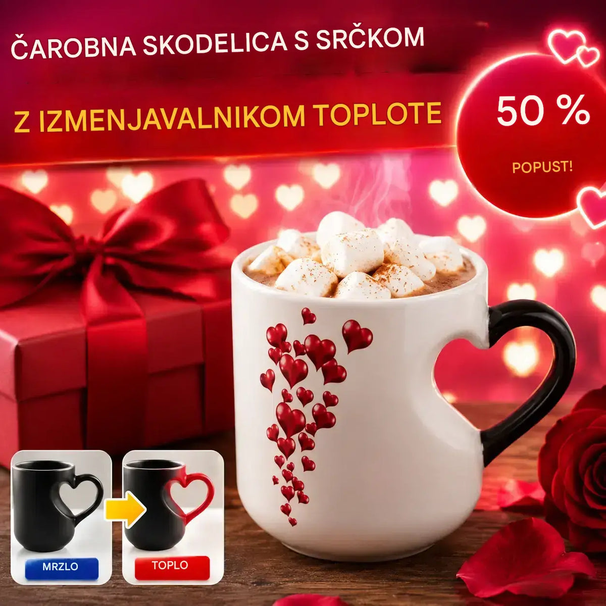 ☕ Romantična keramična skodelica v obliki srca (z ročajem, ki spreminja barvo) 💝✨