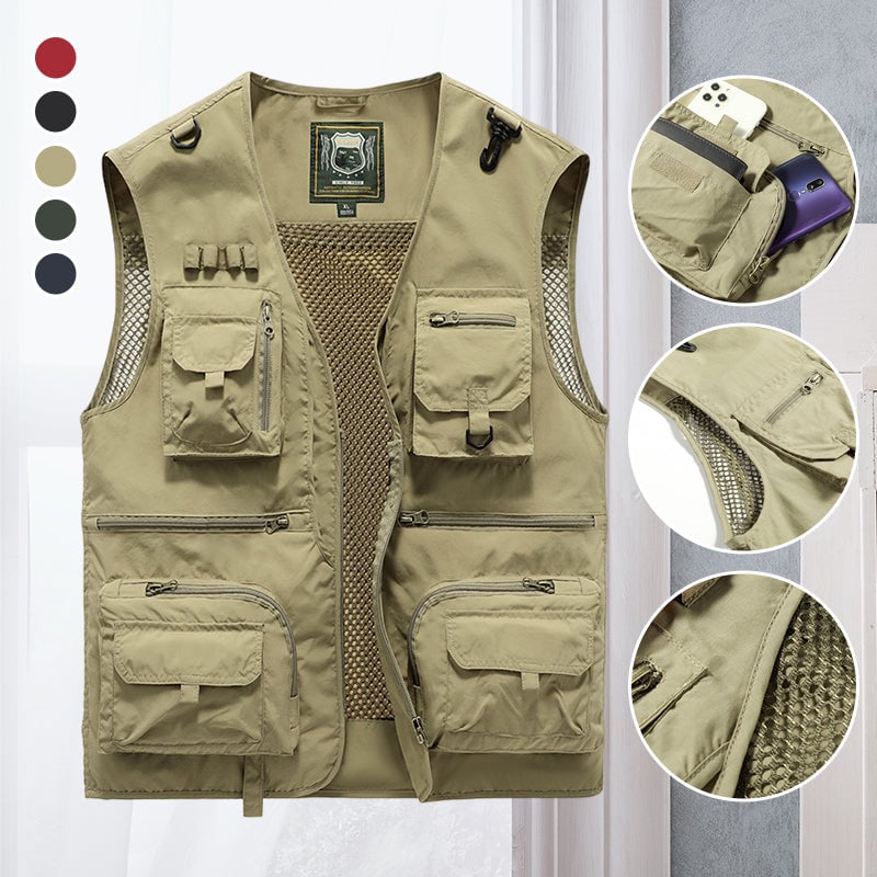 【🏆 Bestsellery】【S-5XL】Wielofunkcyjna kamizelka z wieloma kieszeniami do pracy na świeżym powietrzu latem