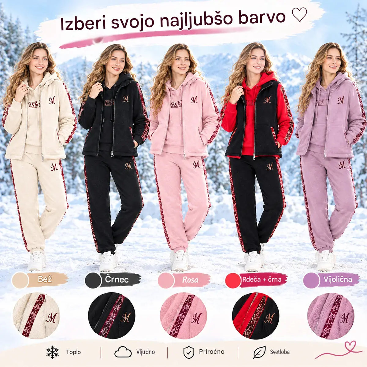 🔥【Hlače + pulover + jakna】Nov športno-sproščen komplet za jesen/zimo 2026 – debel in podložen.