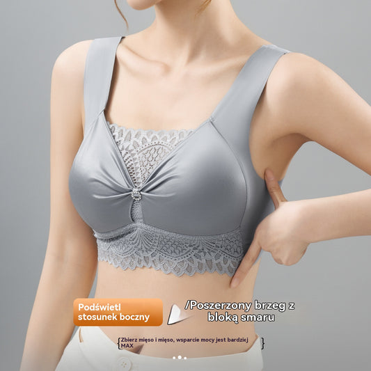😍1 zestaw 4 sztuki✨【L-4XL】Nowy koronkowy biustonosz idealnie dopasowujący się i unoszący biust, miseczki usztywniane, jednolity wzór ✅️ Płatność przy odbiorze