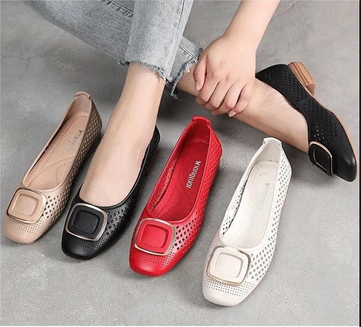 🔥【35-40】 Nowe buty letnie 2026 ze skóry naturalnej, baleriny z zakrytymi palcami, płytkie, miękka podeszwa damskie