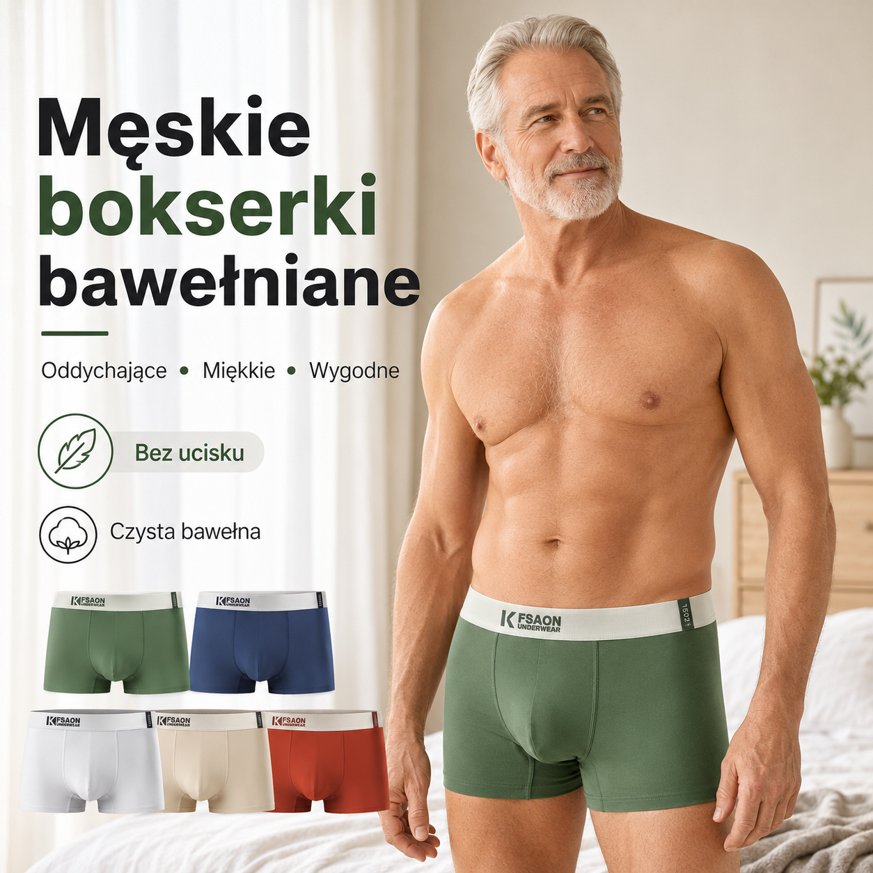 🌟【Paket 6 kosov】🧊Udobne in zračne moške boksarice s srednjim pasom