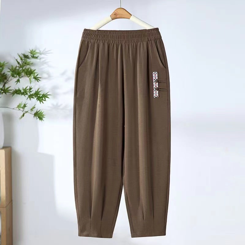 【M-4XL】 Nowe letnie cienkie bawełniane spodnie lniane z dziewięcioma punktami