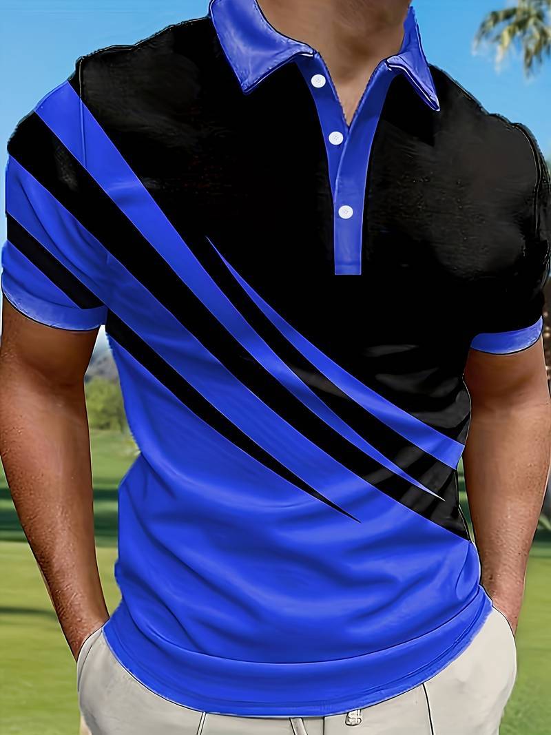 🔥【Kupte 1, získejte 1 zdarma】👔【S-6XL】Nová letní pánská pruhovaná 3D tištěná POLO košile