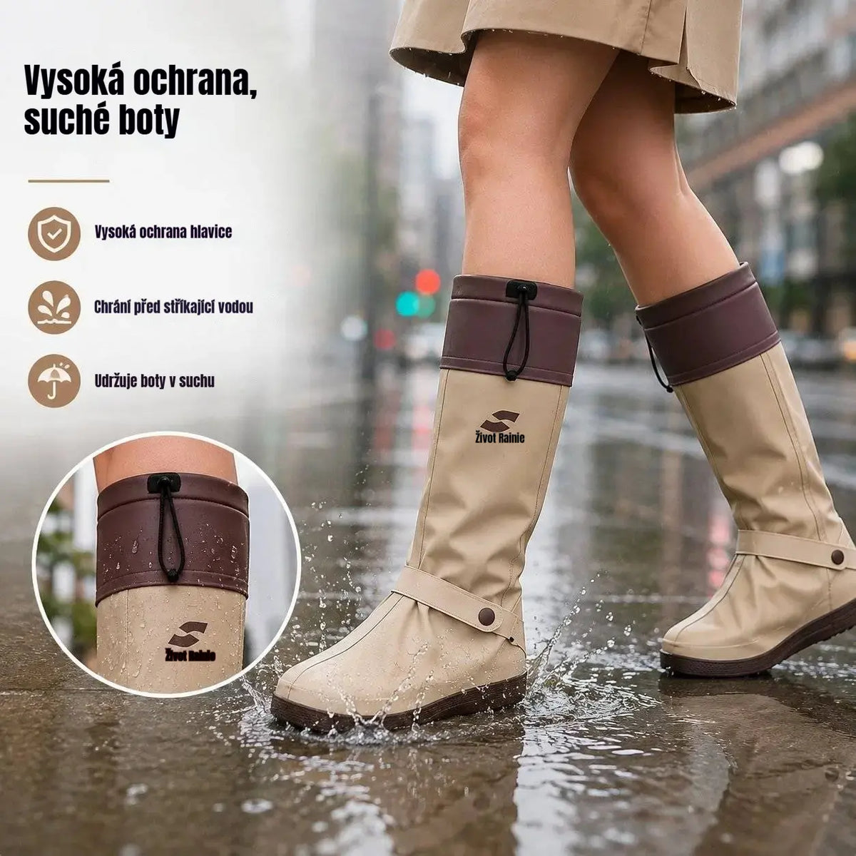 🔥🎁 Skládací nepromokavé návleky na boty s vysokým vrškem: Tyto chrániče nohou s dvojitým protiskluzovým zapínáním jsou speciálně navrženy pro každodenní dojíždění venku a výlety za deštivých dnů.