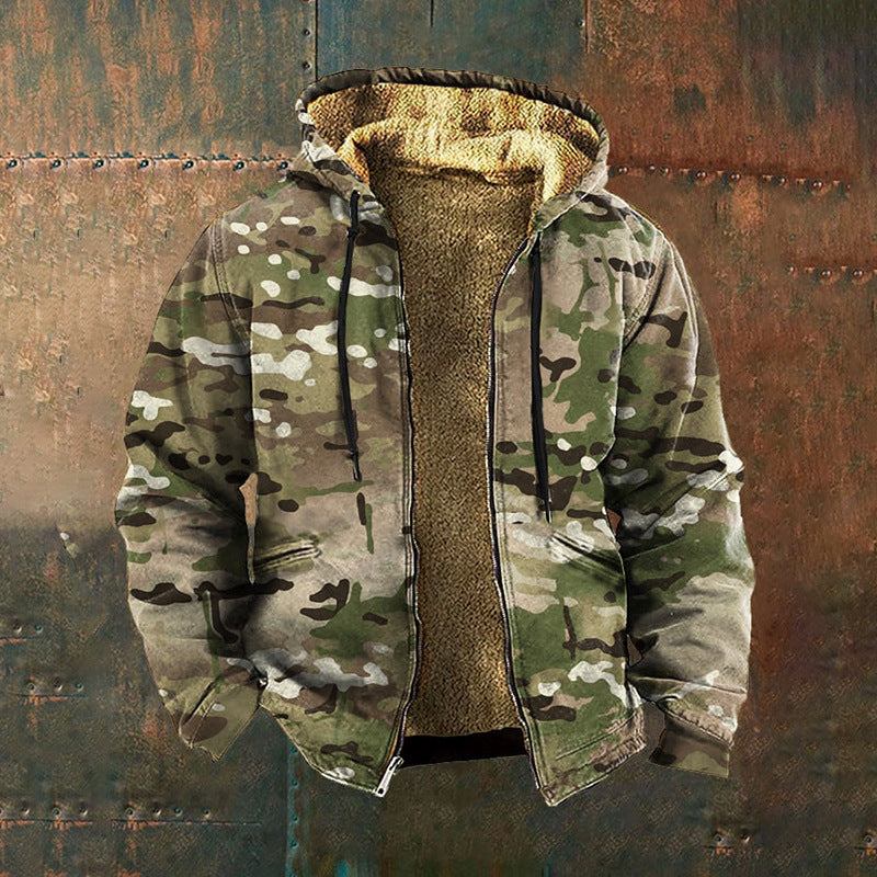 🧥✨【S-5XL】🔥Νέα ανδρική μπλούζα με κουκούλα και φερμουάρ, ρετρό, με τρισδιάστατη ψηφιακή εκτύπωση