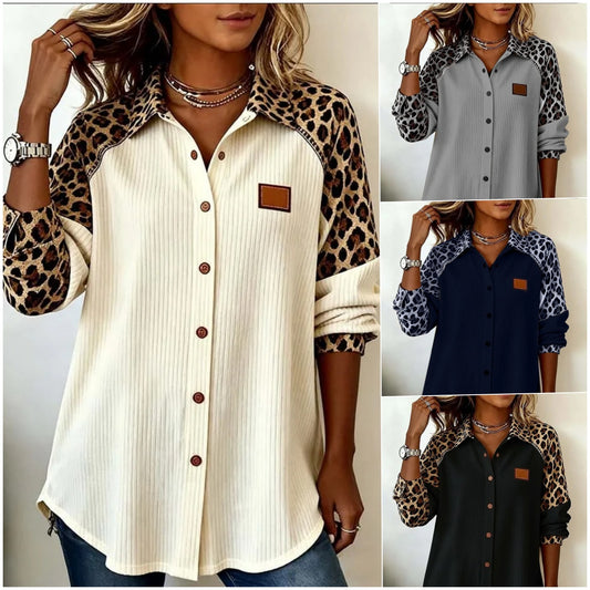 🔥💖【S-3XL】Nowa wiosenna damska koszula w panterkę z kołnierzykiem