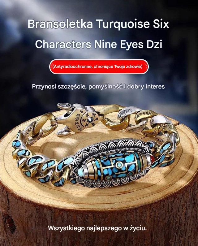 🔥Bestseller ✨ Bransoletka retro z turkusem sześcioliterowa mantra ze srebra próby 925 z przenoszącymi koralikami