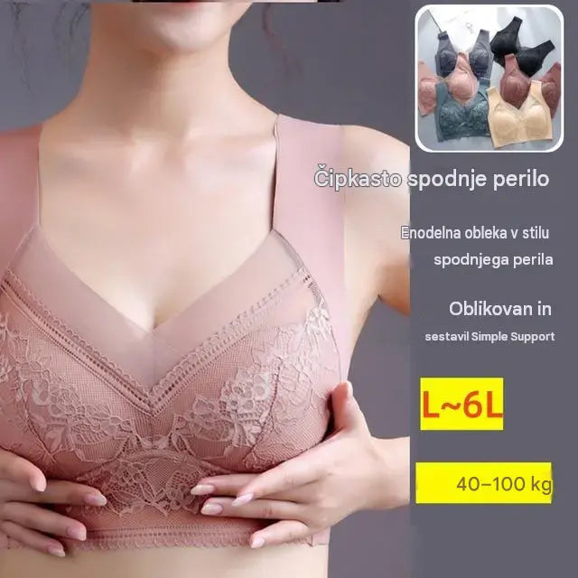 【Kupite 2, dobite 2 gratis】🔥4 kosov za 25 €【40–110 KG】Udoben brezšivni čipkasti modrček za ženske