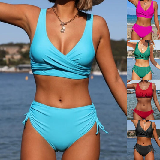 👙🌴【S-3XL】Nowy damski, prosty, jednolity kolor, szybkoschnący, wygodny i oddychający strój kąpielowy bikini na lato 2026