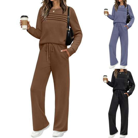 【🥇 Super ponudba - 50 % popust】🔥 【40–100 kg】 Ženski športno-ležerni komplet: pulover z okroglim izrezom + hlače