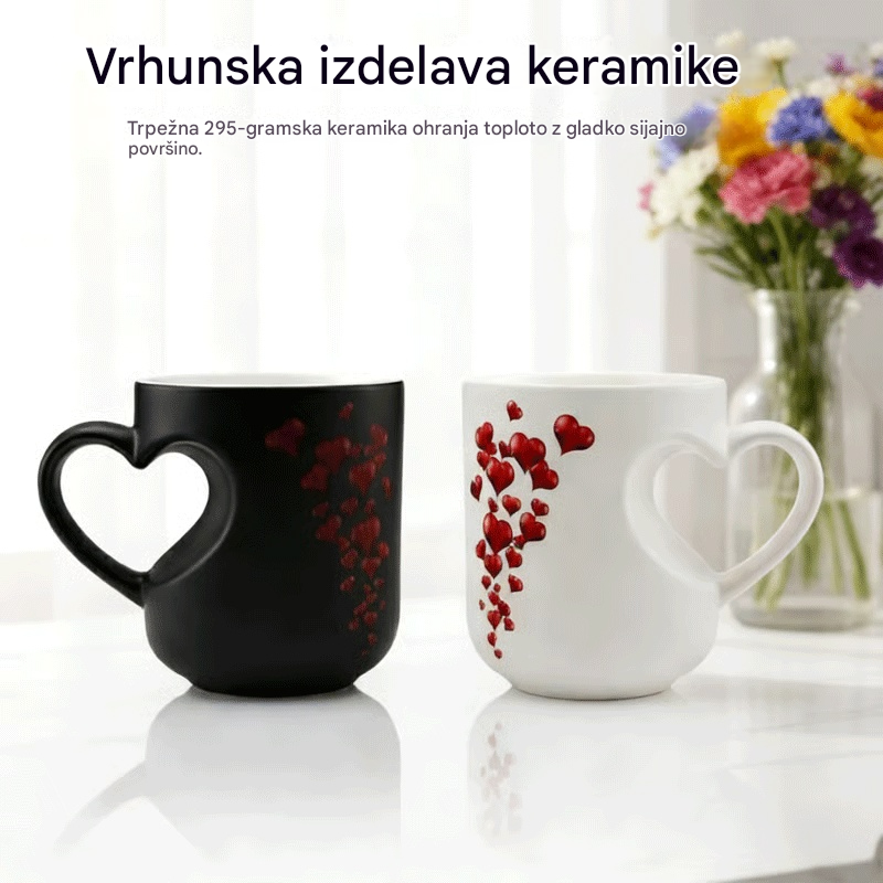 ⏰Valentinova keramična skodelica v obliki srca, ki spreminja barvo💝✨