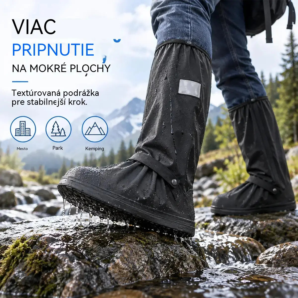 ☔☔Nejlepší ochrana před deštěm! Vysoké nepromokavé návleky na boty (výška 40 cm)! Silná protiskluzová podrážka · Odolné PVC · K dispozici v černé a průhledné barvě!