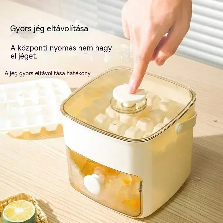 💞Több mint 50 000 eladott darab! 💥🥤🧊 50% kedvezmény! Jégkockakészítő tároló funkcióval: egyszerre 48 jégkockát készít, szivárgásmentes fedél 🏖️✅