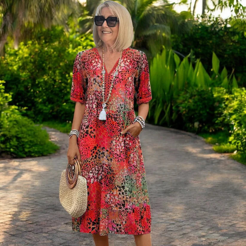 ✨Last Day – 50% Off!✨【S–3XL】Light and breathable printed dress, fitted cut