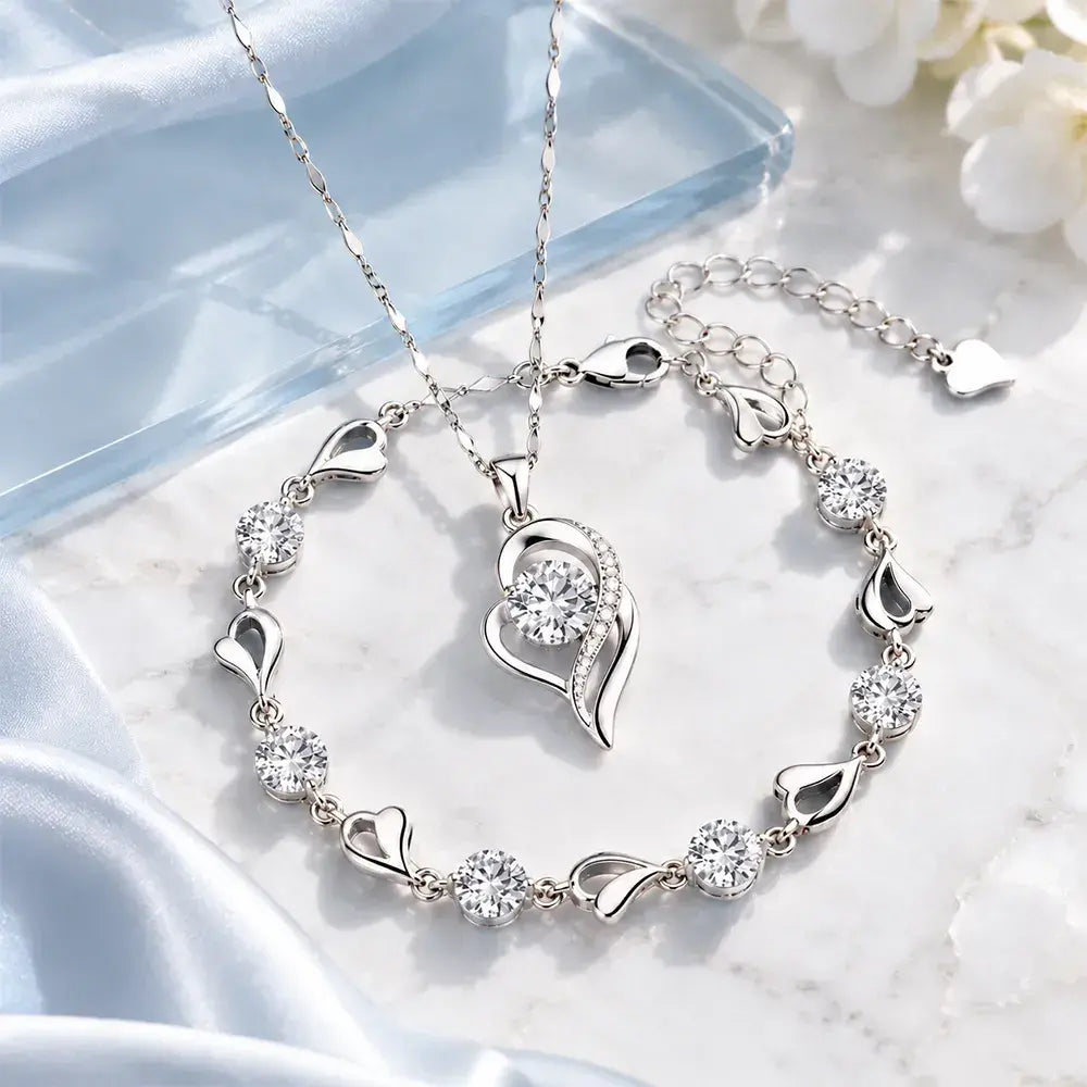 ✨💎💎【Zapestnica + ogrlica】Komplet zapestnice in ogrlice Srce oceana