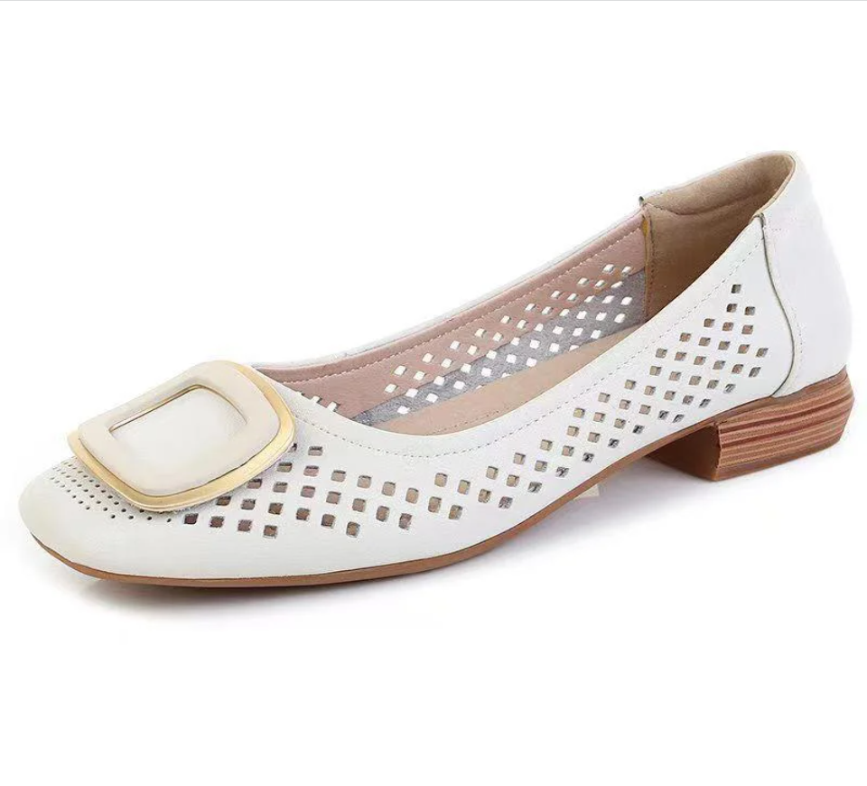 🔥【35-40】 2026 nowe letnie buty z prawdziwej skóry buty z gołą skórą płytkie usta damskie buty z miękkim dnem