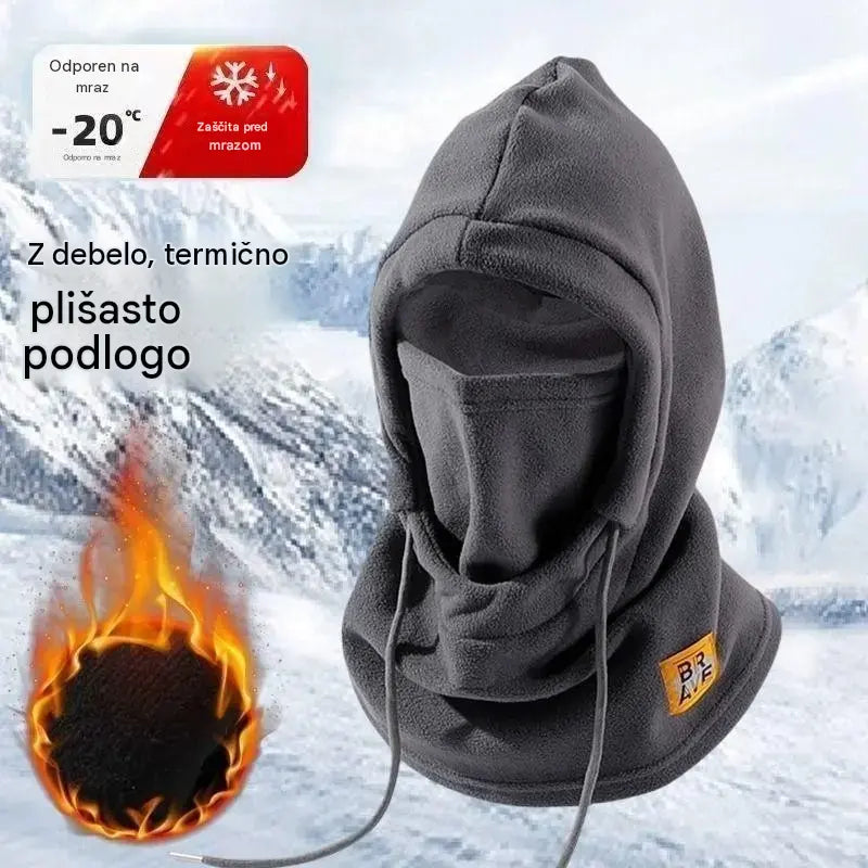 ❄️ Termo kapa, ki popolnoma pokrije glavo in ima podlogo iz flisa; greje vas tudi pri temperaturah do -20 °C. ⛷️ Idealna za smučanje, vožnjo z motorjem in dejavnosti na prostem.