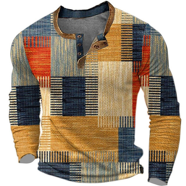 🎁😍[Wyprzedaż ograniczona czasowo] 👔[S-4XL] Męska koszulka z długim rękawem we wzór