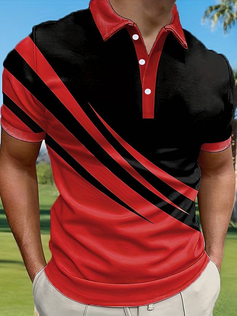 🔥【Kupte 1, získejte 1 zdarma】👔【S-6XL】Nová letní pánská pruhovaná 3D tištěná POLO košile