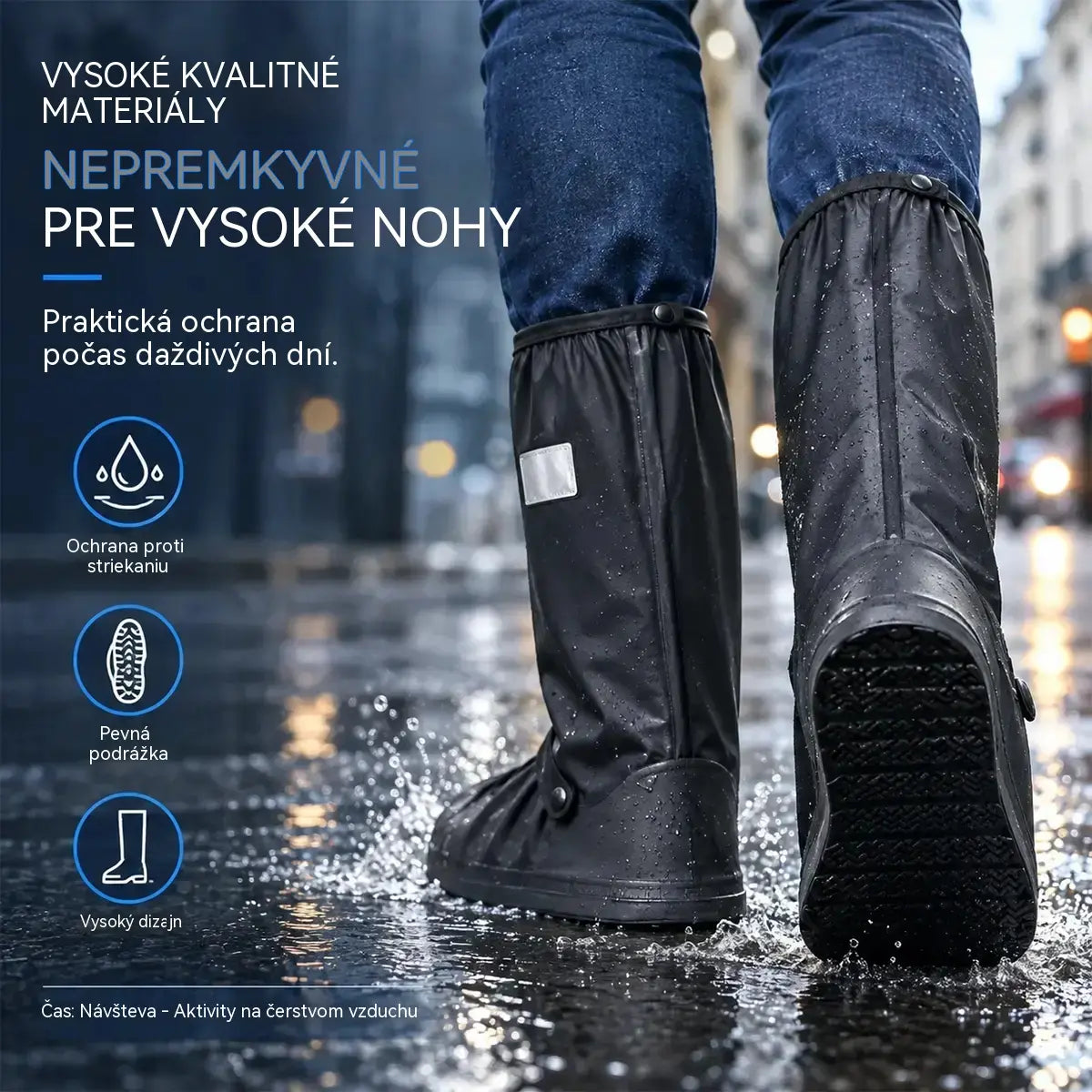 ☔☔Nejlepší ochrana před deštěm! Vysoké nepromokavé návleky na boty (výška 40 cm)! Silná protiskluzová podrážka · Odolné PVC · K dispozici v černé a průhledné barvě!