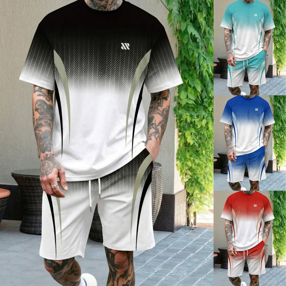 🔥 T-Shirt + Spodenki z Gradientem. Komfort i Styl na co dzień