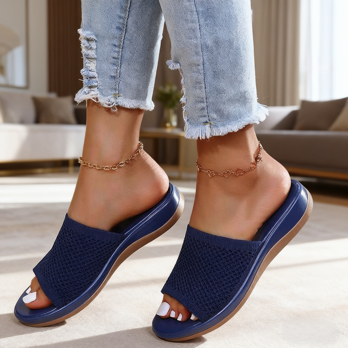 【Cei mai vânduți pantofi de damă】👡【Mărimi 35-43】2026 Papuci de casă de damă la modă, de mărime mare, papuci plate, papuci casual pentru exterior