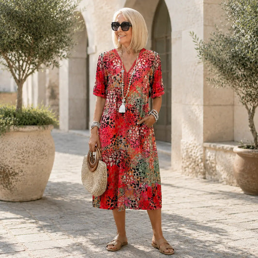 ✨Last Day – 50% Off!✨【S–3XL】Light and breathable printed dress, fitted cut